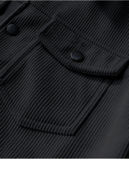 The 2025 New Autumn Corduroy Jacket for Men with a Lapel, Trendy Japanese Style Loose Coat