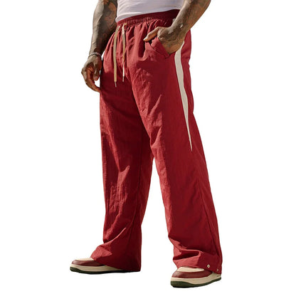 Autumn New Casual Pants Men’s Loose Cotton Casual Pants Wide-Leg Trendy Sports Patchwork Long Pants American-Style Sweatpants