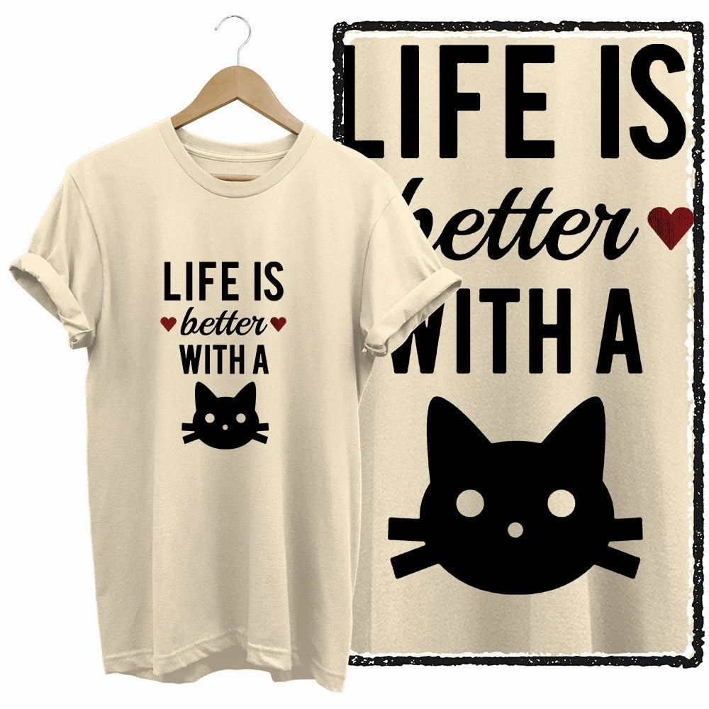 COOLMIND BEIGE cat print exclusive graphic 100% cotton women T shirt big size loose cotton cat lover women tshirt LOVELY cat tee