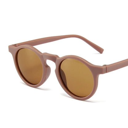 Vintage Frosted Round Sunglasses - UV400 Sun Protection for Kids