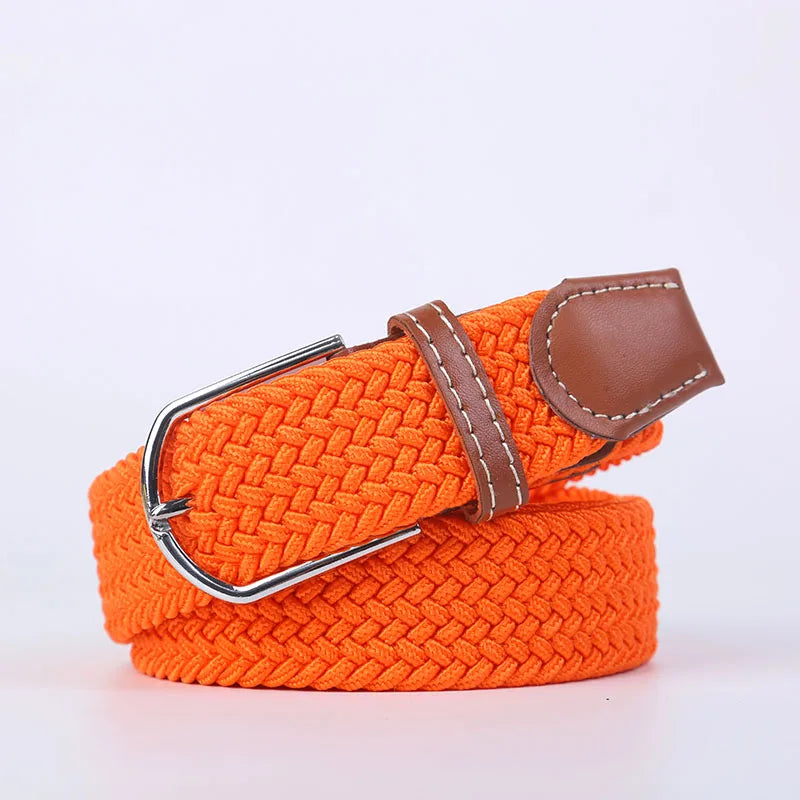 Unisex Stretch Jeans Belt - Casual Knitted Woven Canvas Pin Buckle