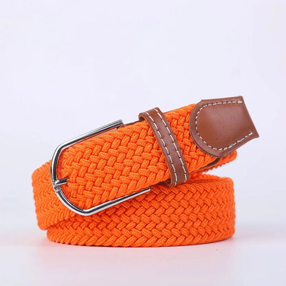 Unisex Stretch Jeans Belt - Casual Knitted Woven Canvas Pin Buckle
