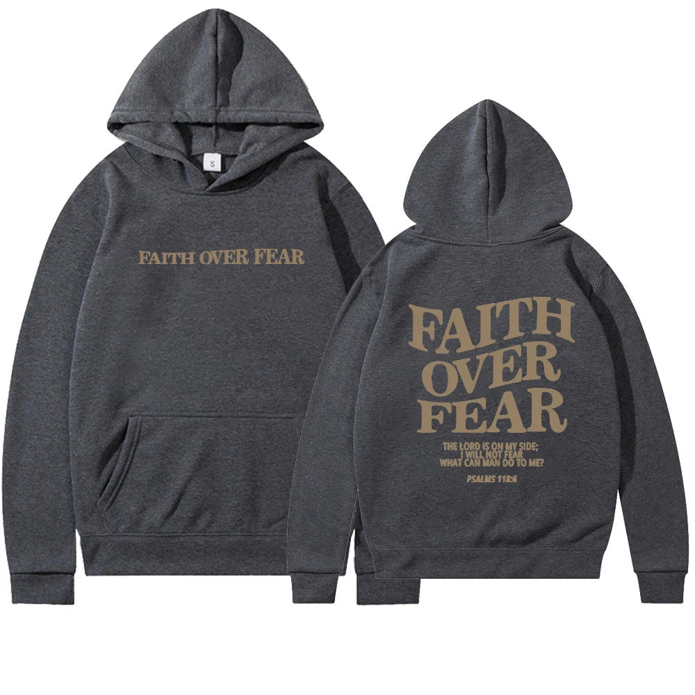 Faith Over Fear Hoodie - Christian Sweatshirt with Bible Verse
