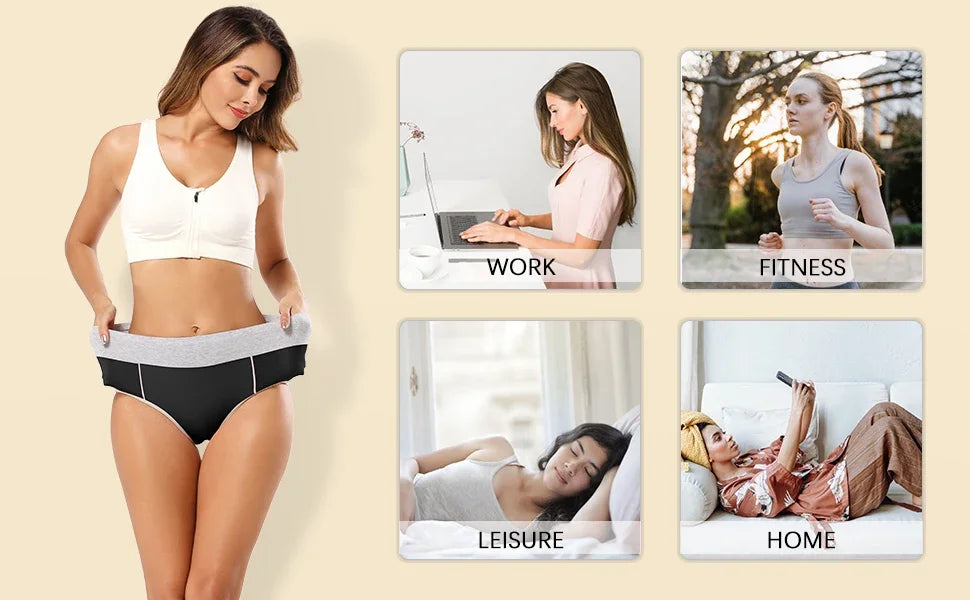 POKARLA Women High Waist Cotton Underwear Comfortable Postpartum C Section Panties Breathable Tummy Control Underpants Plus Size