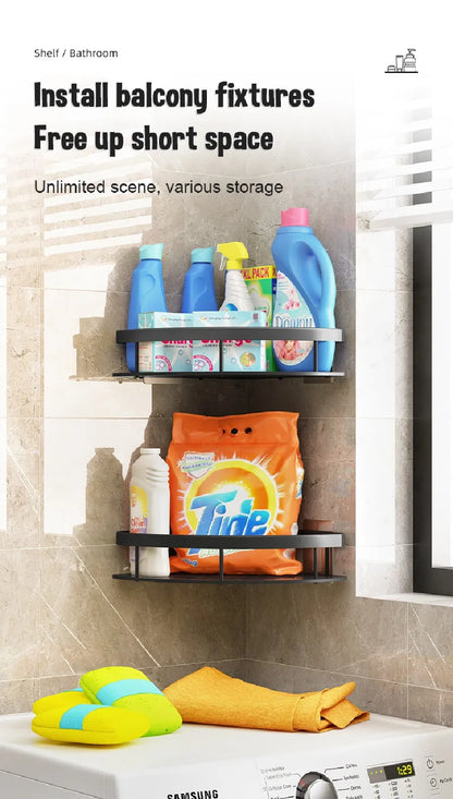 Wall-Mounted Bathroom Corner Shelf - Non-Perforated Shower Storage Organizer