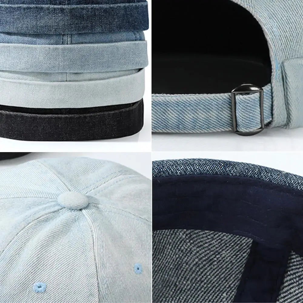 Fashion Denim Docker Cap Brimless Hat Solid Skullcap Solid Color Sailor Cap Beanie Hats Men Women Bucket Cap Adjustable Dad Hat
