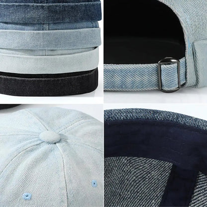 Fashion Denim Docker Cap Brimless Hat Solid Skullcap Solid Color Sailor Cap Beanie Hats Men Women Bucket Cap Adjustable Dad Hat
