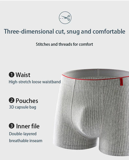 4Pcs Plus Size 6XL Men's Underwear 95% Cotton Boxer Soft Breathable Skin Friendly Individually Packed Fashionable