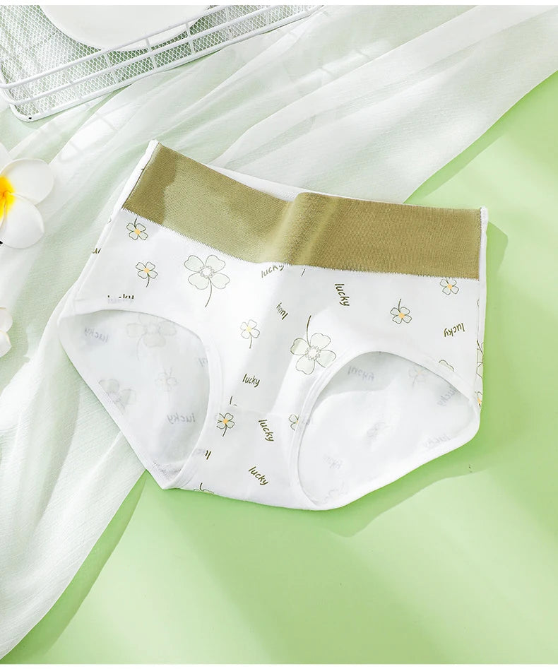 4Pcs/Set High Waist Underwear Cotton Women Panties Fashion Print Ladies Briefs Plus Size Sexy Panty Breathable Female Lingerie