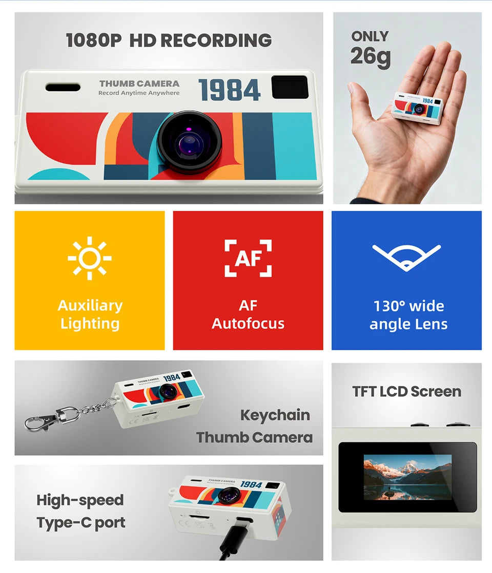 Portable Mini Camera - 1080P HD Digital Video Recorder with Wide Angle Lens & Long Battery Life