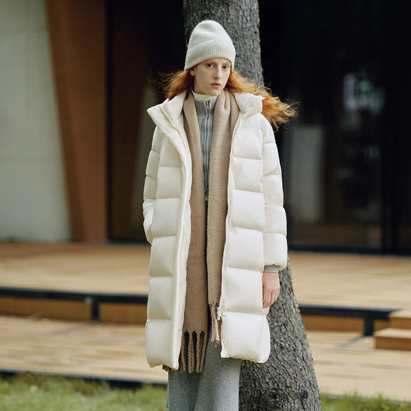 Women Down Jacket - Lightweight Waterproof Winter Coat With Self Heating Lining & Hood
