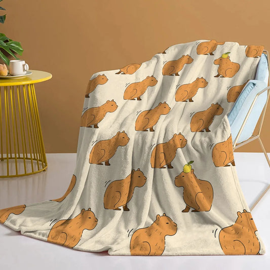 Fluffy Capybara Nap Blanket - Soft Microfiber Flannel Throw for Winter Camping - ZOOMNSTORE