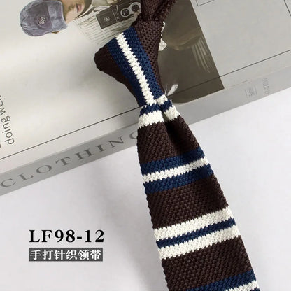Narrow Striped Knitted Necktie for Men - Retro Korean Style Casual Cravat Accessory