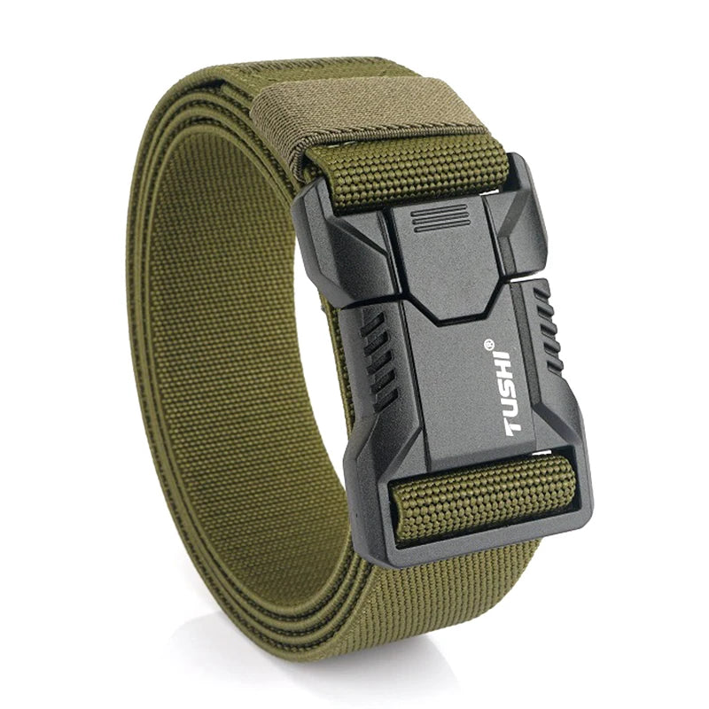 Tactical Outdoor Belt - Adjustable Elastic Waistband With Aluminum Alloy Buckle For Men