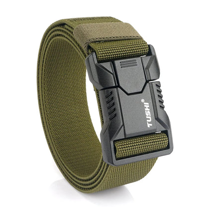 Tactical Outdoor Belt - Adjustable Elastic Waistband With Aluminum Alloy Buckle For Men
