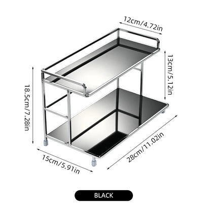 Metal Desk Organizer - Double Layer Desktop Storage Rack for Cup, Cosmetics & Bathroom