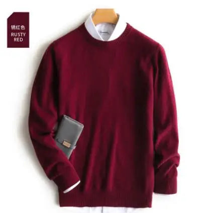 Cashmere Pullover Sweater - Men's V Neck Warm Cotton Blend Knitwear For Autumn Winter