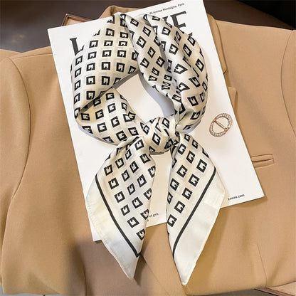 Luxury Silk Plaid Scarf - Soft Satin Neck Hair Tie for Women Foulard Hijab 2021