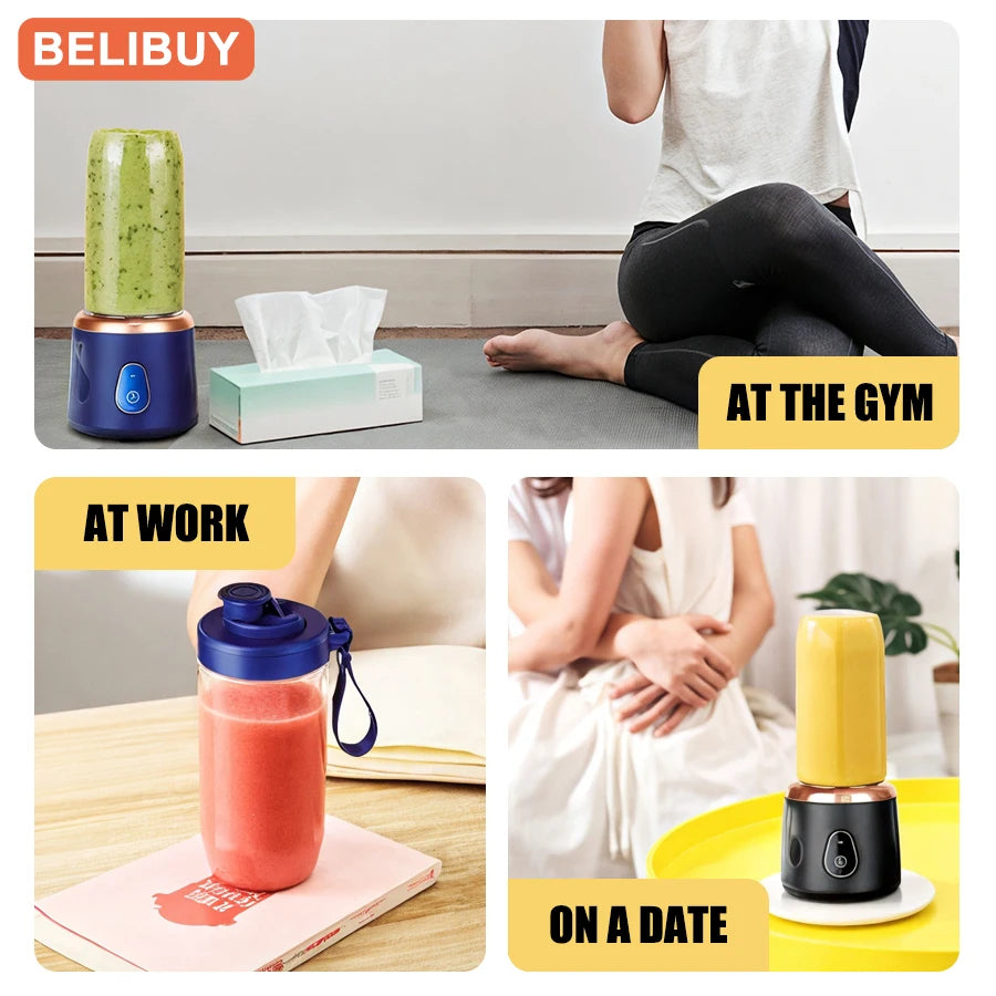 Portable USB Fruit Juicer Blender - Multifunctional Mini Juice Mixer with 6 Blades