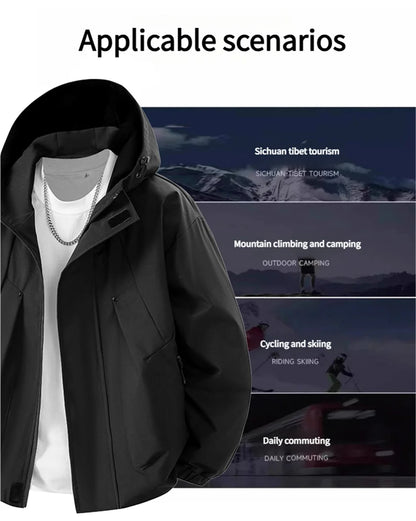 Windproof Waterproof Jacket - Plus Size Workwear Coat With Breathable Zipper Closure