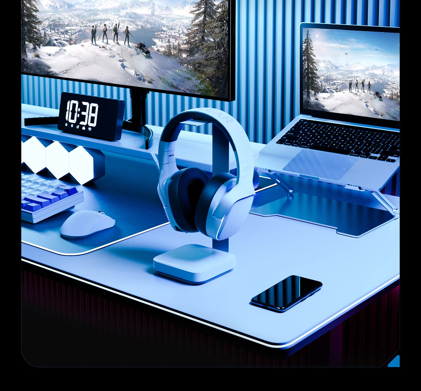 ATK N9 2.4GHz Wireless Gaming Headset with Mic for PS5 PS4 PC Mac Playstation Bluetooth Gaming headphone with Microphone