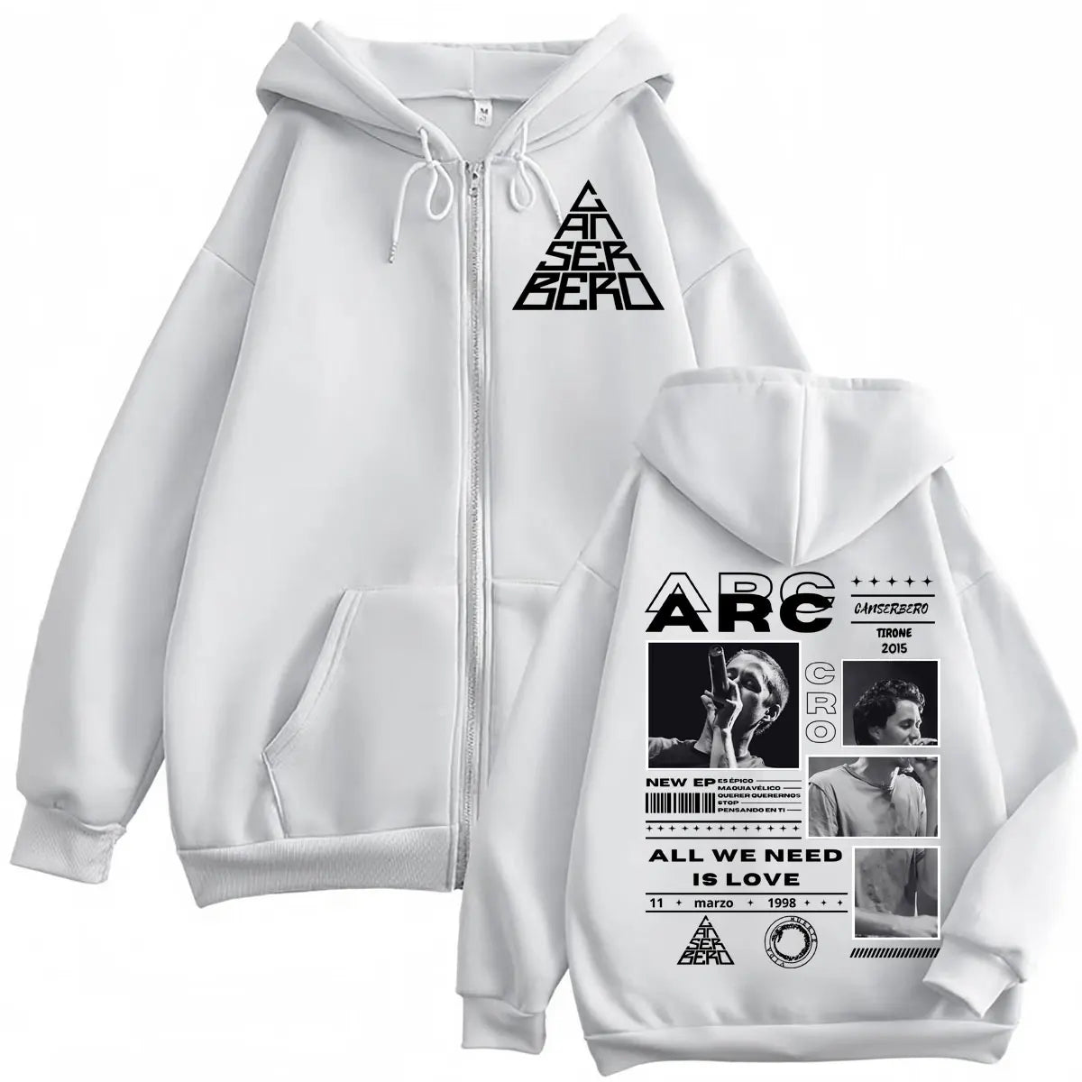 Canserbero All We Need Is Love Muerte Vida Merch Zipper Hoodie Men's Fashion Hip Hop Zip Up Sweatshirts Casual Fleece Pullovers