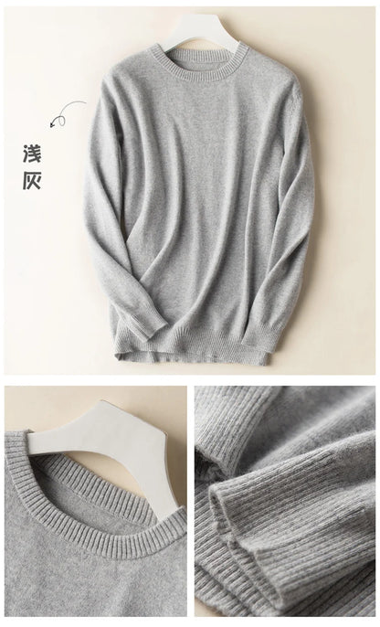 Cashmere Pullover Sweater - Men's V Neck Warm Cotton Blend Knitwear For Autumn Winter