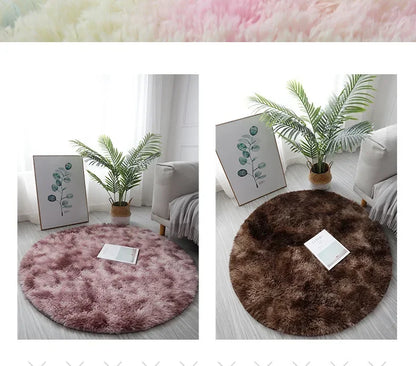 Plush Round Rug – Soft Area Carpet | Fluffy White Rug for Living Room