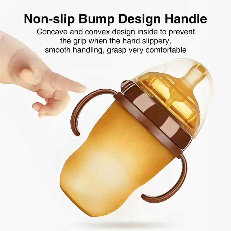 150ML/250ML Portable Baby Bottle Slicone Feeding Bottle With Handle Baby drop-resistant Bottles Newborn Bottle BPA Free