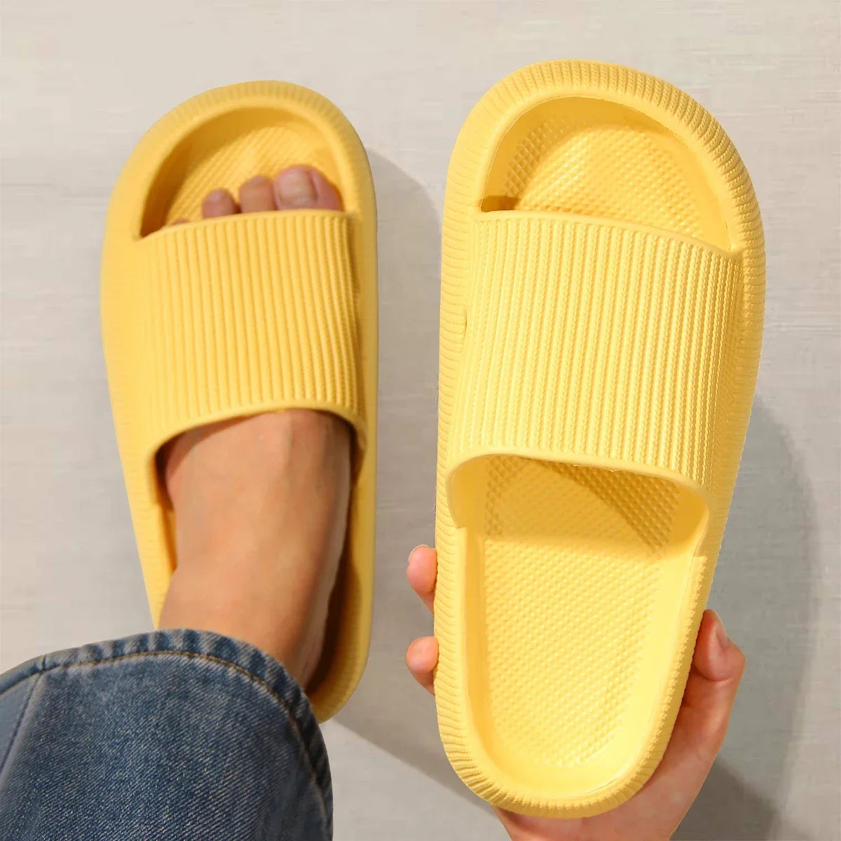 Eva's Simple Men's Slippers For Man Size 45 Poop Slippers. Wearing Soft-Soled Anti-Slip Shoes In Summer. And Women's Slippers