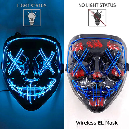 Wireless LED Halloween Purge Mask - Glowing Masquerade Horror Mask