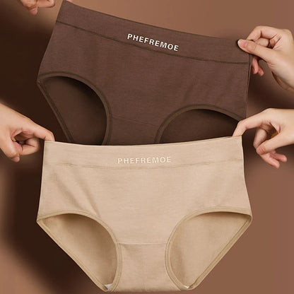 4PCS Women Cotton Mid-Rise Panties Soft Breathable Solid Color Briefs Daily Underwear
