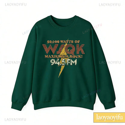 WSQK The Squawk 94.5 FM Radio Sweatshirt Wsqk Unisex Sweatshirts Vintage Sci-fi Crewneck 80s Nostalgic Sweater Retro Shirt Gift