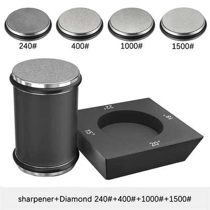 Rolling Knife Sharpener - 4 Angle Sharpening System With Diamond Whetstone Kit