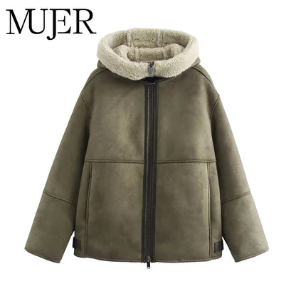 Hooded Winter Jacket – Women's Padded Coat With Zip Up Fleece Outerwear