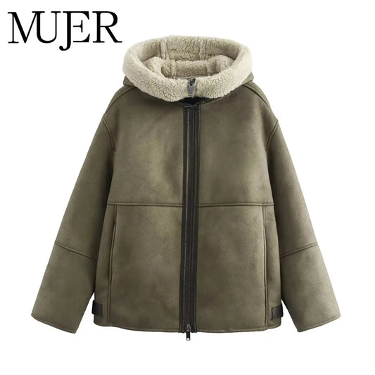 Hooded Winter Jacket – Women's Padded Coat With Zip Up Fleece Outerwear
