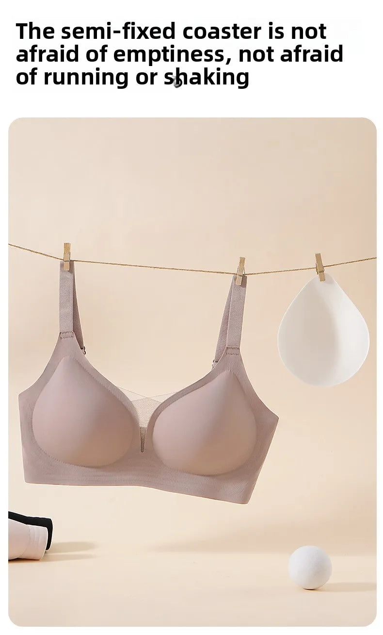 Plus Size Push Up Bra - Wireless Seamless Women Bra with Rear Hook & Beauty Back
