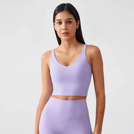 Sports Bra For Women - Breathable Yoga Crop Top With Fixed Chest Pad & U-Shaped Back