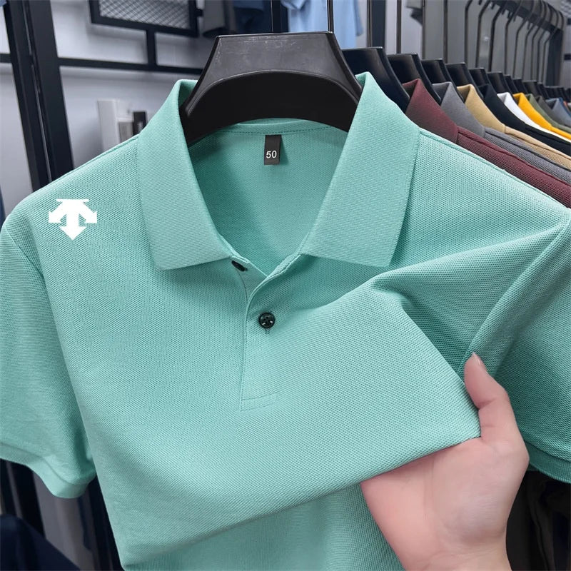 Mercerized Cotton100% Men's Summer Luxury Brand Short Sleeves Polo Shirt 25 Colors Choose From T-Shirt Business Leisure Men Top