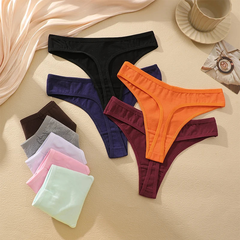 6Pcs/Set Women‘s Cotton Seamless Pantys Sexy Low Waist Soft Comfortable Thongs Fashion Girl Breathable Intimates G-Strings