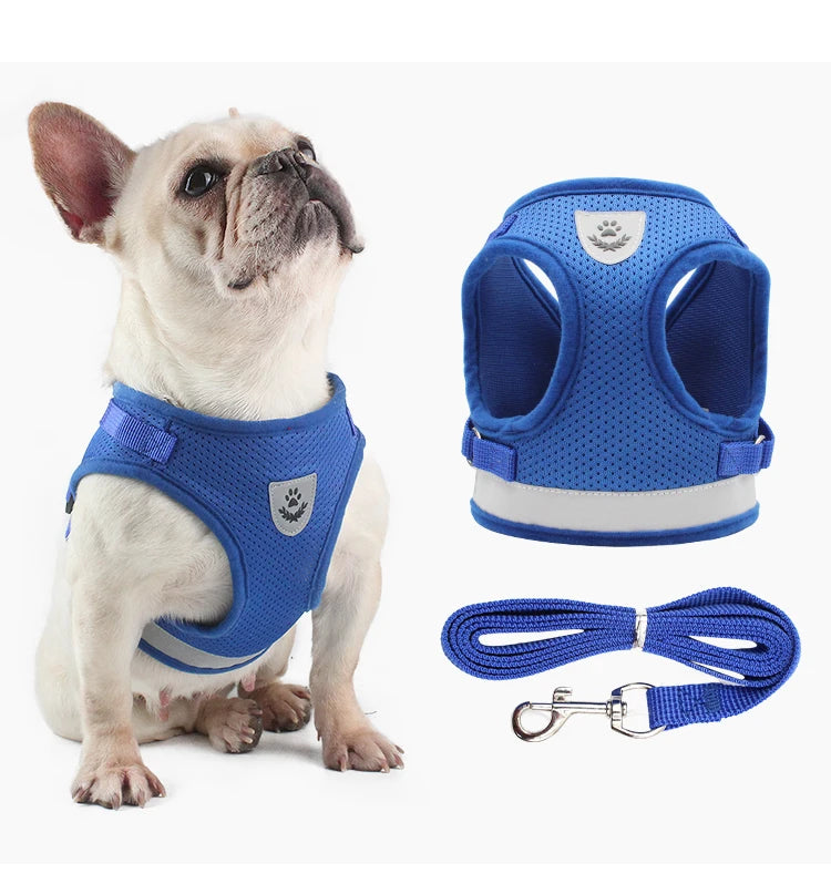 Dog Harness Leash Bulldog Vest Style Summer Reflective Puppy Harnesses Teddy Pet Supplies Breathable Rope Small Dog Collar Corgi
