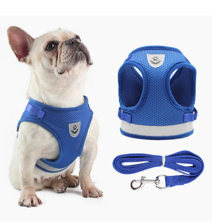 Dog Harness Leash Bulldog Vest Style Summer Reflective Puppy Harnesses Teddy Pet Supplies Breathable Rope Small Dog Collar Corgi