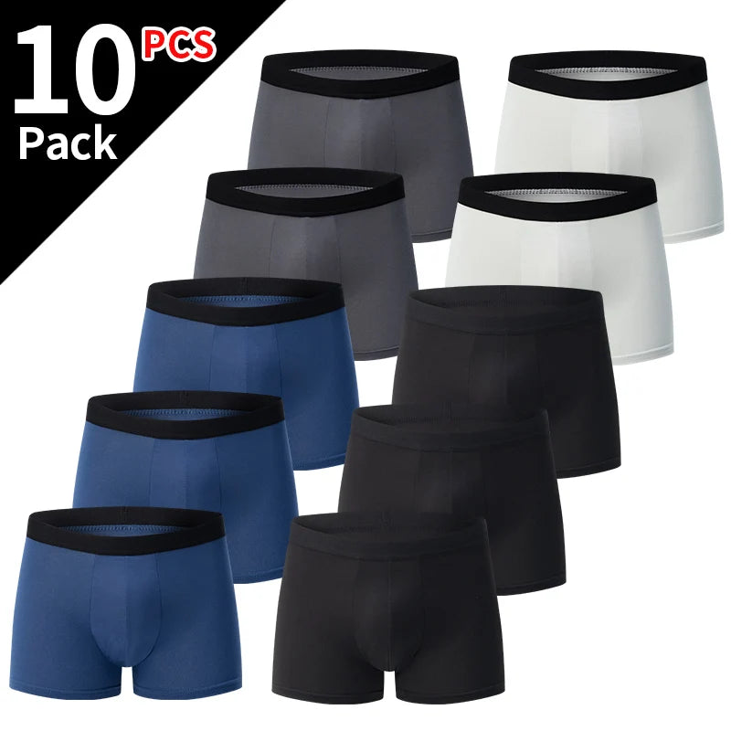 Mens 10-Piece Fashion Underwear Set - Comfortable Large Size Printed Boyshorts