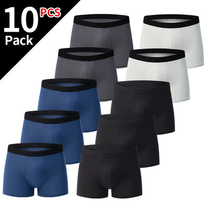 Mens 10-Piece Fashion Underwear Set - Comfortable Large Size Printed Boyshorts