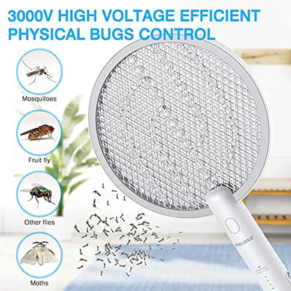 2 in 1 Mosquito swatter Electric Fly Bug Killer Lamp Zapper with 1200mAh Battery USB charge with Safety Mesh for Indoor,Outdoor