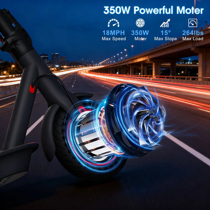 350W Electric Scooter for Adults 19mph Top Speed 21 Miles Max Range Foldable E-Scooter with 8.5'' Tires Double Shock System APP Control