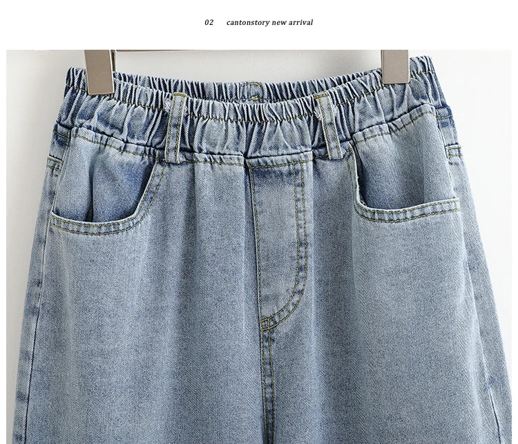 Spring Fall Casual Oversize Denim Pants 2026 Plus Size Hight Waist Wide Leg Jeans Women Korean Streetwear Washed Pants