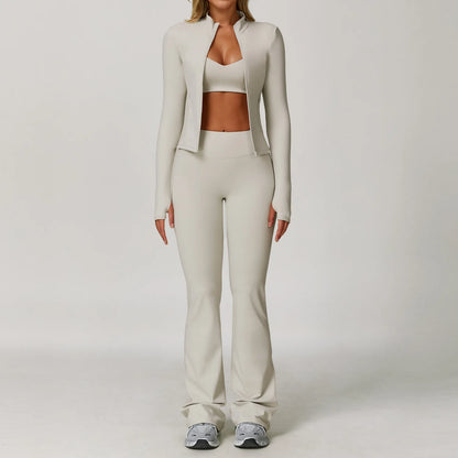 Women Yoga Sports Set - Running Fitness Outfit with Super Elastic, Breathable Gym Tracksuit