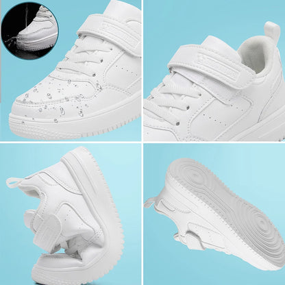 Boys Shoes Sneakers Leather Children Comfortable Flat Shoes Black White Shoes for Kids Girls School Walking Footwear Non Slip