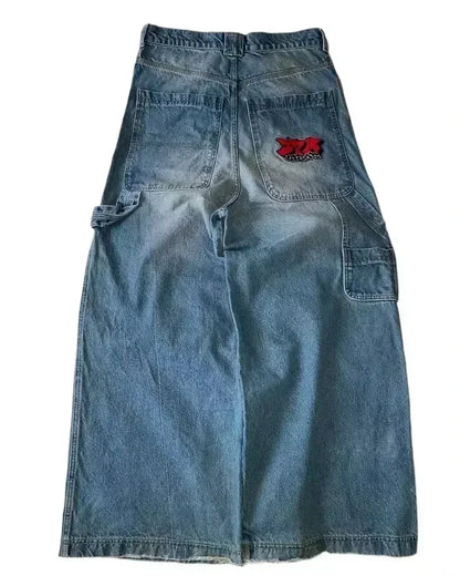 American Street Fashion Trend Big Pocket Loose Jeans Women Harajuku Y2K New Hip Hop Vintage Oversized Jeans Unisex Mopping Jeans